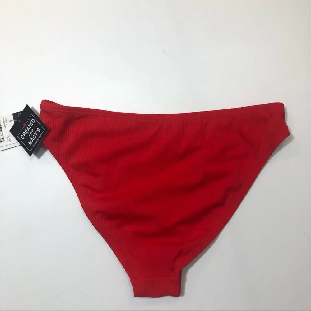 California Waves RED Ribbed Bikini Swim Bottom